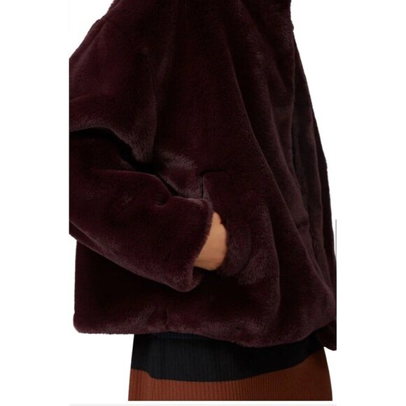 Anthropologie Sanctuary Starry Night Faux Fur Jacket Dark Purple Sz Small Luxury - Picture 3 of 16